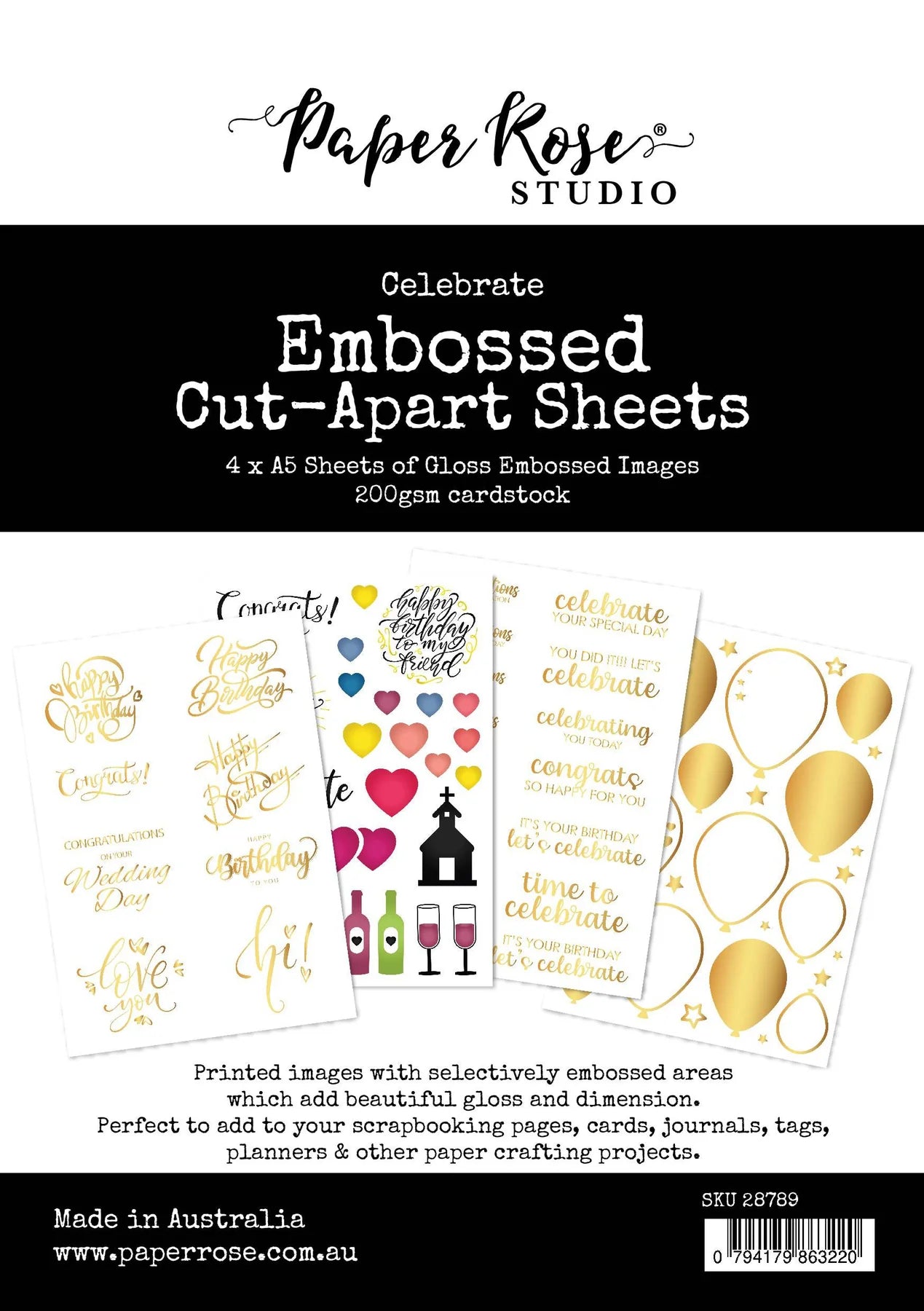 Celebrate Embossed Cut-Apart Sheets