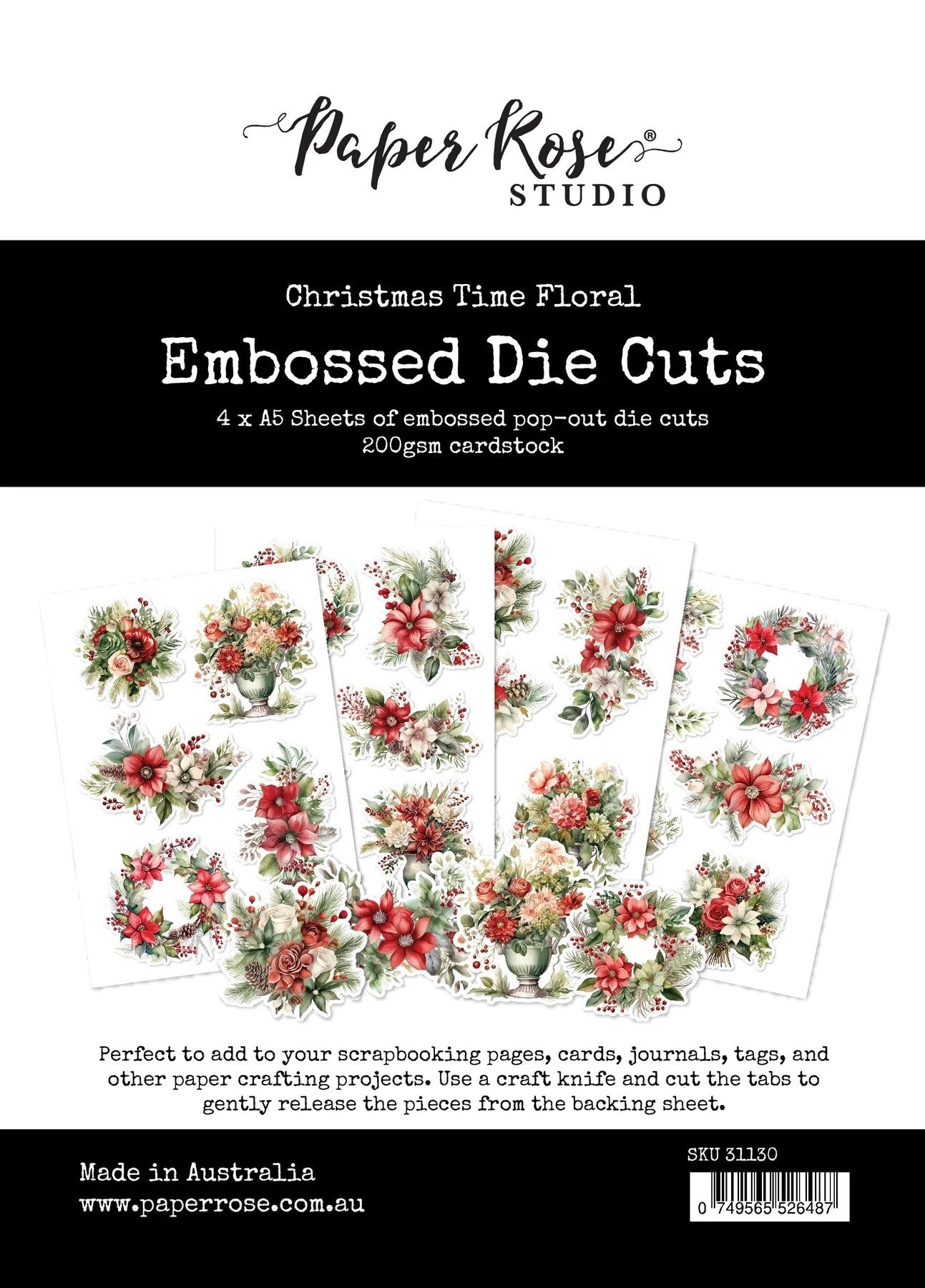 Christmas Time Floral Embossed Die Cuts