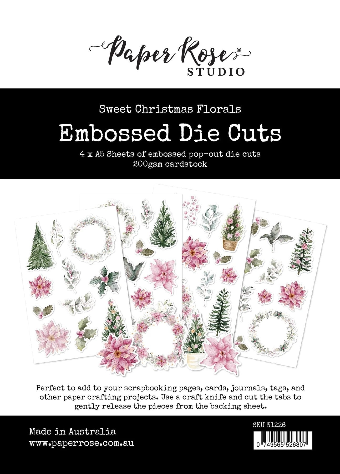 Sweet Christmas Floral Embossed Die Cuts